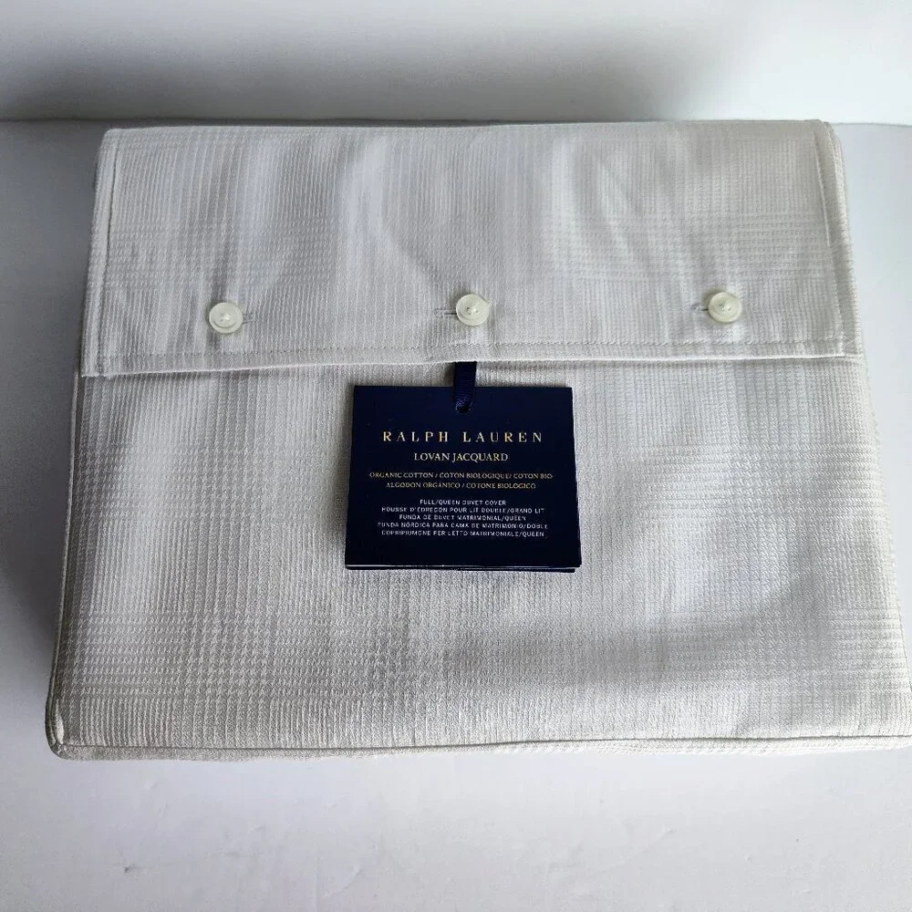 Ralph Lauren Platinum Jaquard Full/Queen Duvet Cover